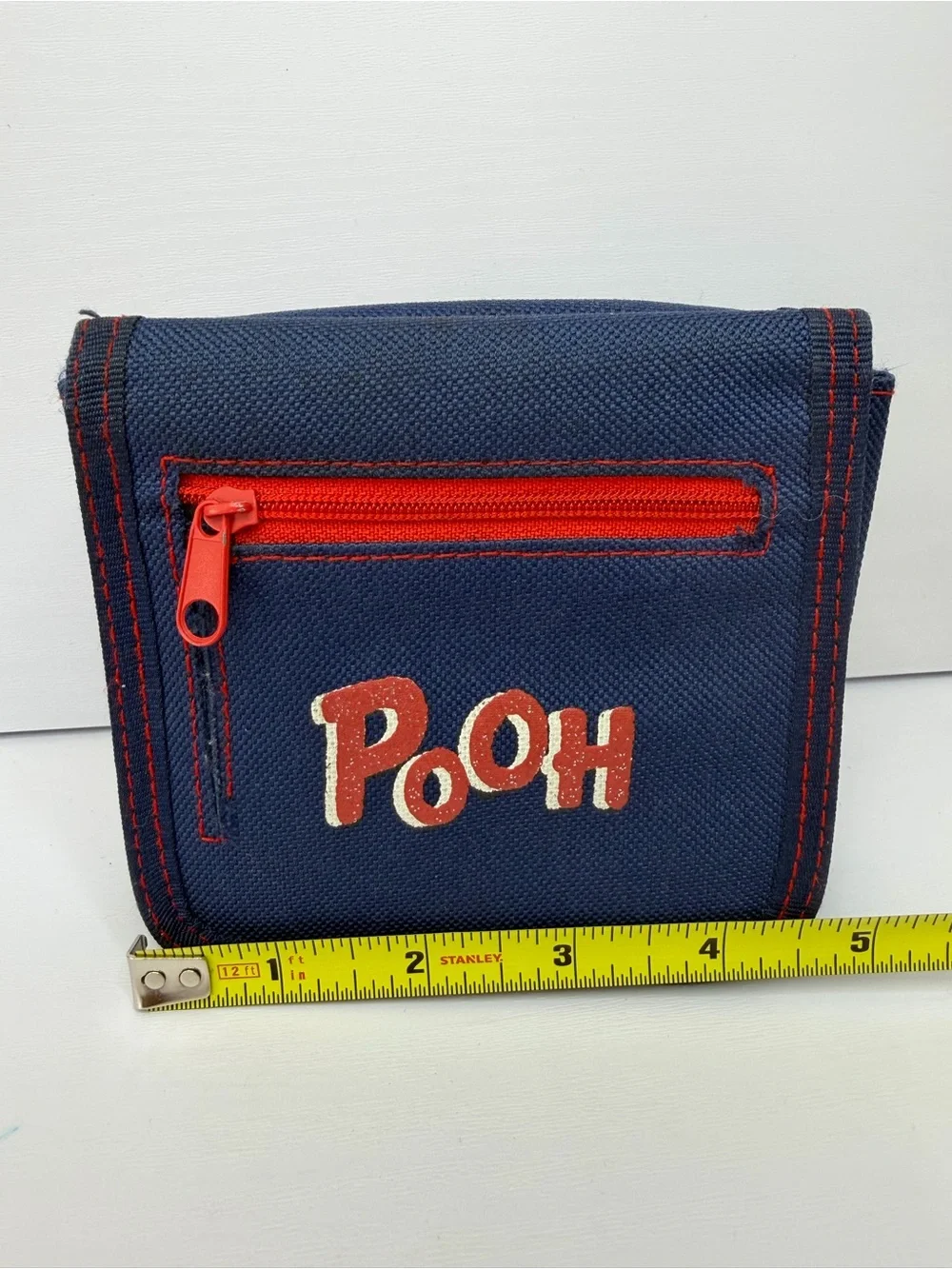 Vintage 90s Disney Winnie the Pooh Navy Blue Canvas Trifold Wallet Zippered